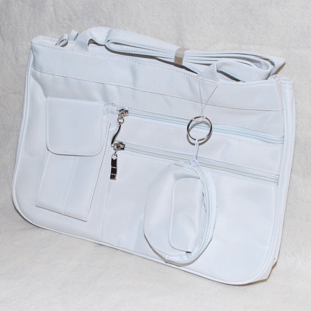 NWT Crossbody with Change Purse 13”x9.5”x4” White Handbag Silver Accent